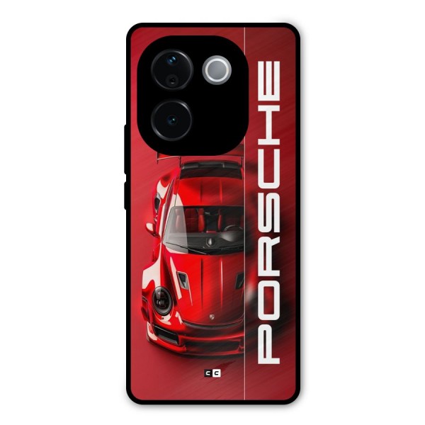 Red Porsche Metal Back Case for iQOO Z9s Pro
