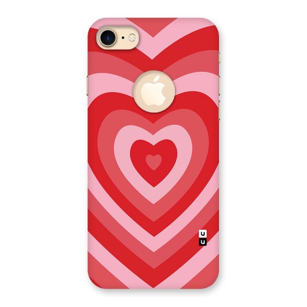 Red Retro Hearts Back Case for iPhone 7 Logo Cut