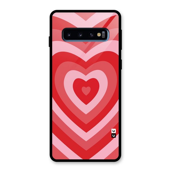 Red Retro Hearts Glass Back Case for Galaxy S10