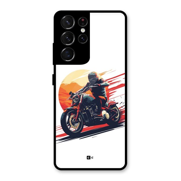 Retro Biker Glass Back Case for Galaxy S21 Ultra 5G