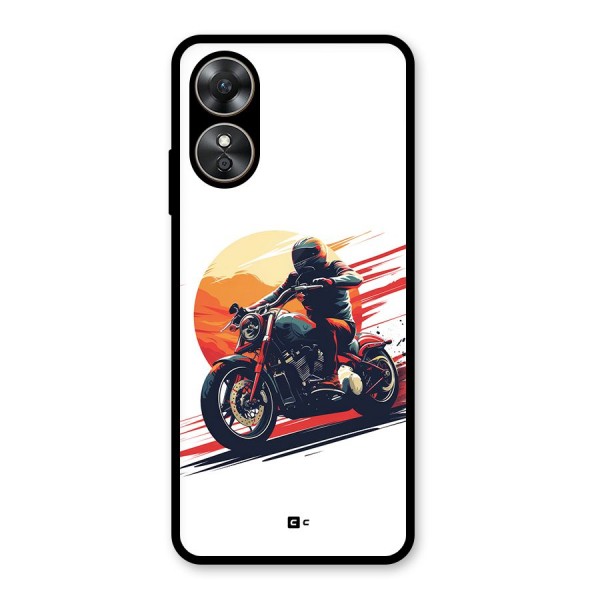Retro Biker Glass Back Case for Oppo A17