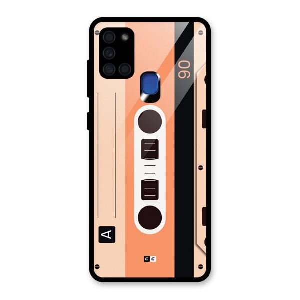 Retro Cassete Glass Back Case for Galaxy A21s