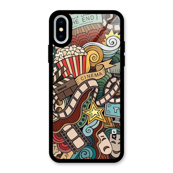 Retro Doodle Art Glass Back Case for iPhone XS