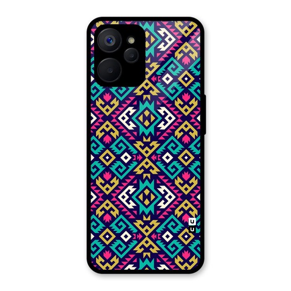 Retro Geometric Pattern Glass Back Case for Realme 9i 5G