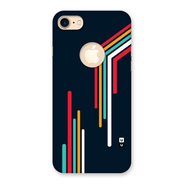 Retro Lines Minimal Stripes Back Case for iPhone 7 Logo Cut