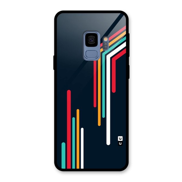 Retro Lines Minimal Stripes Glass Back Case for Galaxy S9