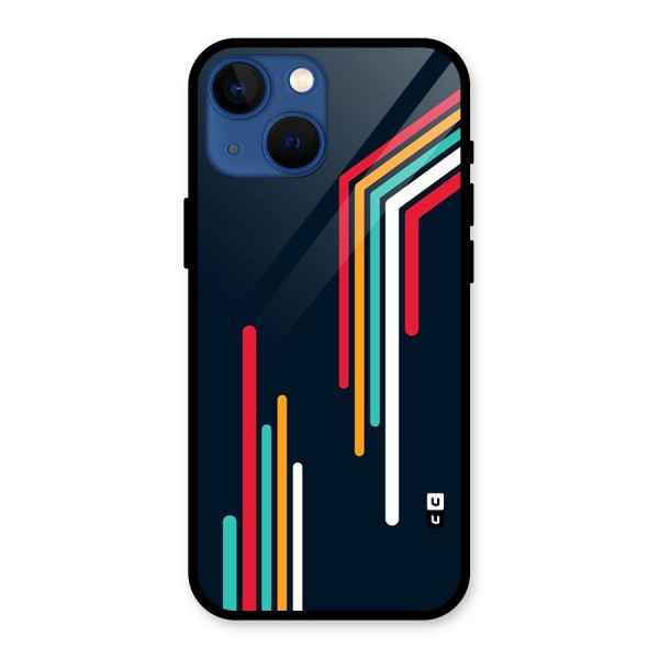 Retro Lines Minimal Stripes Glass Back Case for iPhone 13 Mini
