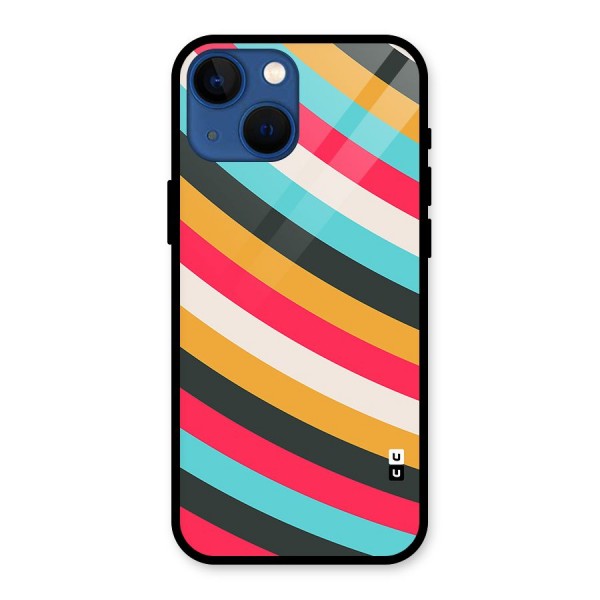 Retro Style Minimal Curves Glass Back Case for iPhone 13 Mini