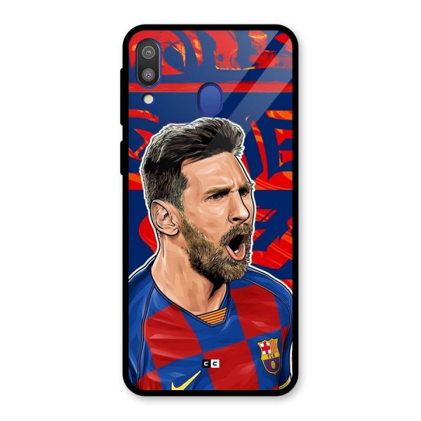 Roaring Soccer Star Glass Back Case for Galaxy M20