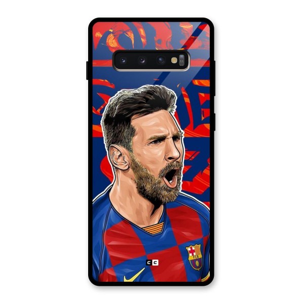 Roaring Soccer Star Glass Back Case for Galaxy S10 Plus