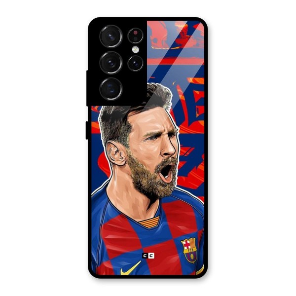 Roaring Soccer Star Glass Back Case for Galaxy S21 Ultra 5G
