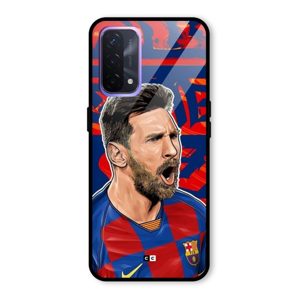 Roaring Soccer Star Glass Back Case for Oppo A74 5G