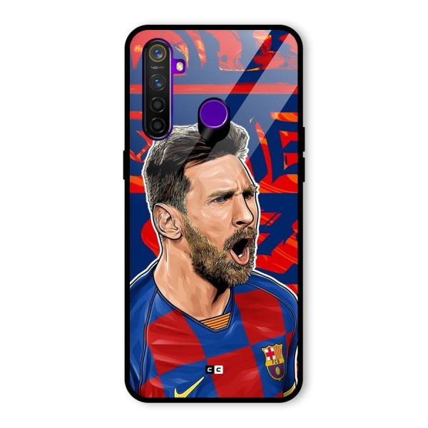 Roaring Soccer Star Glass Back Case for Realme 5 Pro