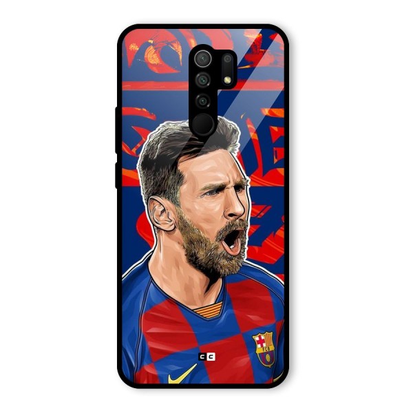 Roaring Soccer Star Glass Back Case for Redmi 9 Prime