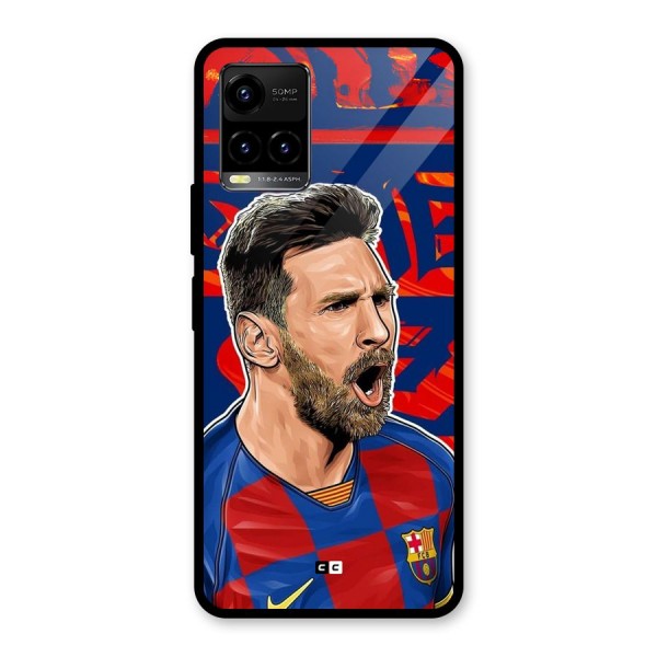 Roaring Soccer Star Glass Back Case for Vivo Y33s