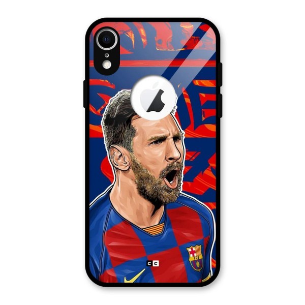 Roaring Soccer Star Glass Back Case for iPhone XR Logo Cut