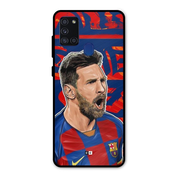 Roaring Soccer Star Metal Back Case for Galaxy A21s