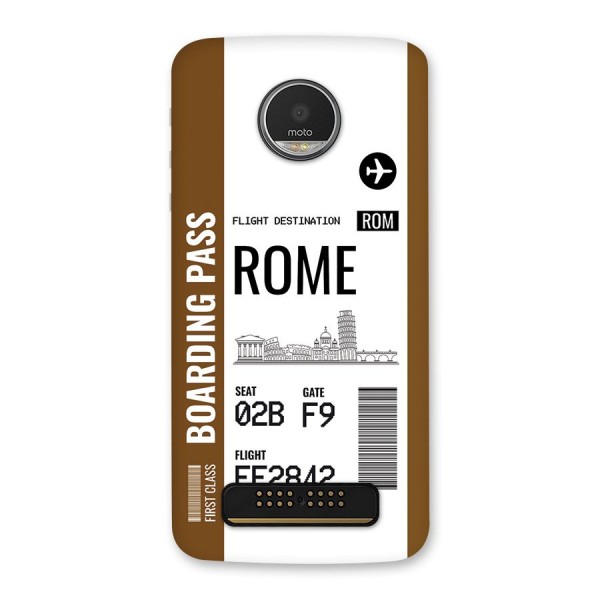 Rome Boarding Pass Back Case for Moto Z Play