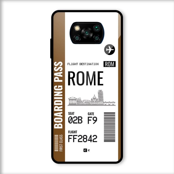 Rome Boarding Pass Glass Back Case for Poco X3