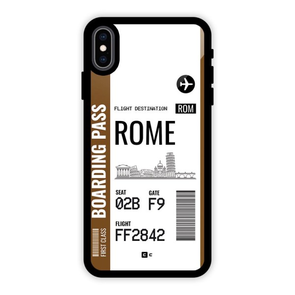Rome Boarding Pass Glass Back Case for iPhone XS Max