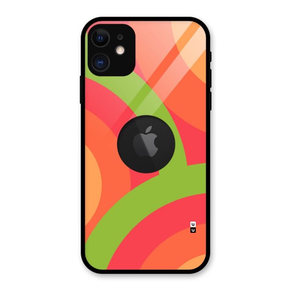 Rounded Shapes Glass Back Case for iPhone 11 Logo Cut
