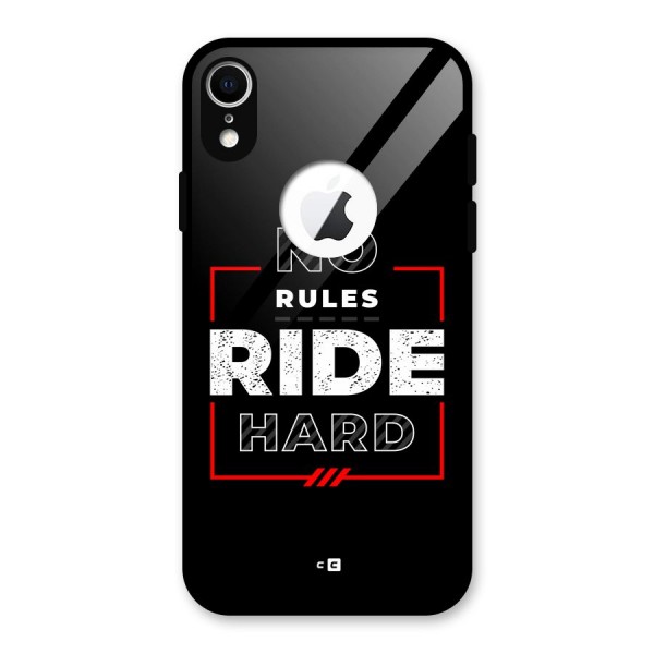 Rules Ride Hard Glass Back Case for iPhone XR Logo Cut