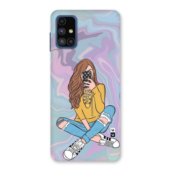 Selfie Girl Illustration Back Case for Galaxy M51