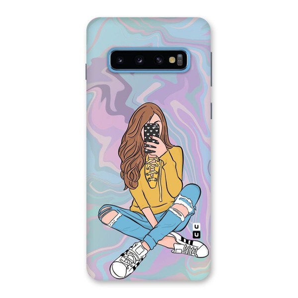 Selfie Girl Illustration Back Case for Galaxy S10