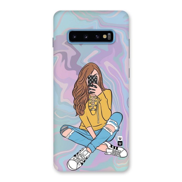 Selfie Girl Illustration Back Case for Galaxy S10 Plus