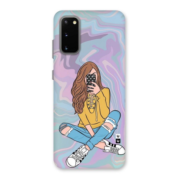 Selfie Girl Illustration Back Case for Galaxy S20