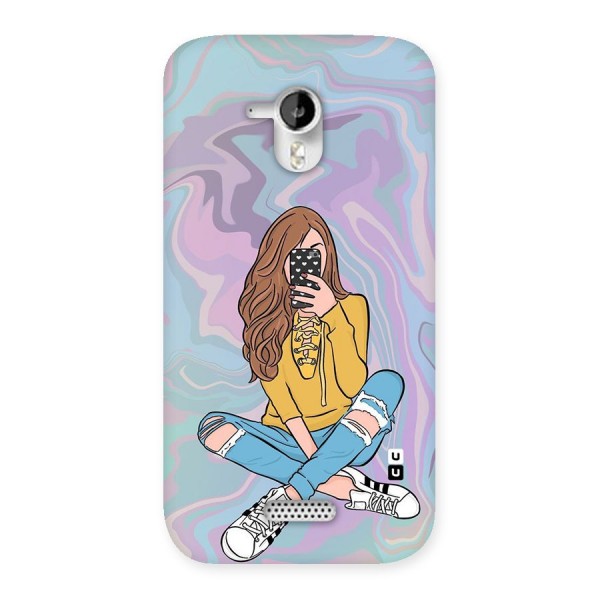 Selfie Girl Illustration Back Case for Micromax Canvas HD A116