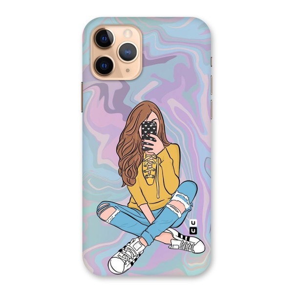 Selfie Girl Illustration Back Case for iPhone 11 Pro