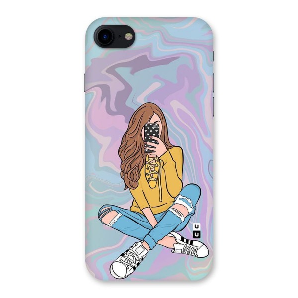 Selfie Girl Illustration Back Case for iPhone SE 2020