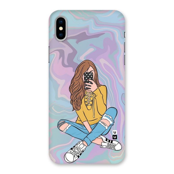 Selfie Girl Illustration Back Case for iPhone XS