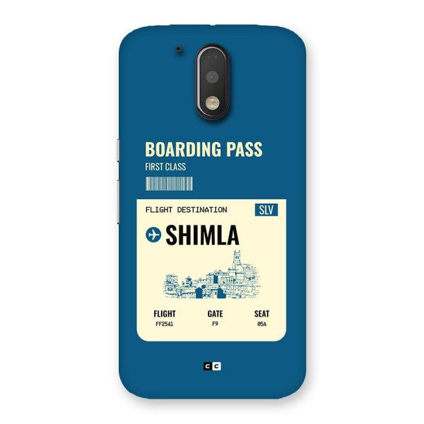 Shimla Boarding Pass Back Case for Moto G4 Plus