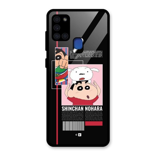 Shinchan Nohara Glass Back Case for Galaxy A21s