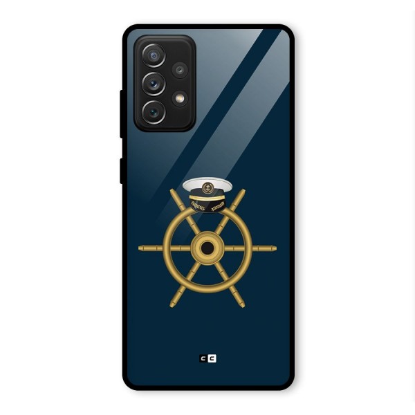 Ship Wheel And Cap Glass Back Case for Galaxy A72