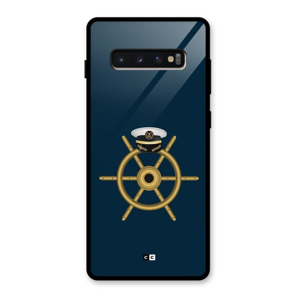 Ship Wheel And Cap Glass Back Case for Galaxy S10 Plus