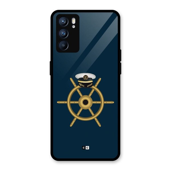 Ship Wheel And Cap Glass Back Case for Oppo Reno6 5G