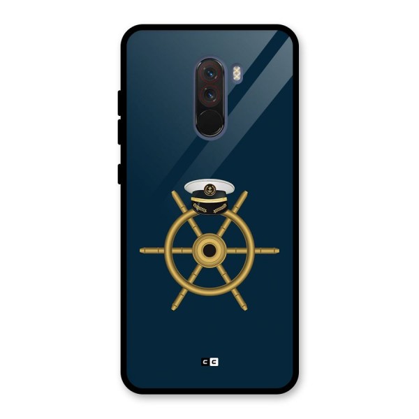 Ship Wheel And Cap Glass Back Case for Poco F1