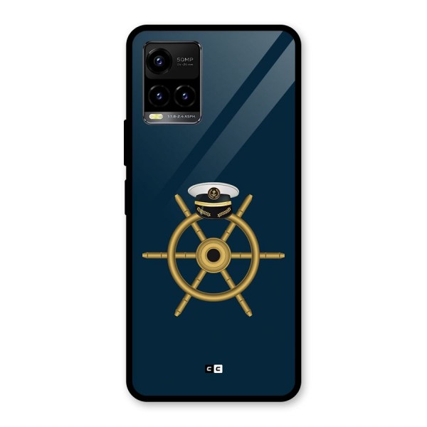Ship Wheel And Cap Glass Back Case for Vivo Y33s
