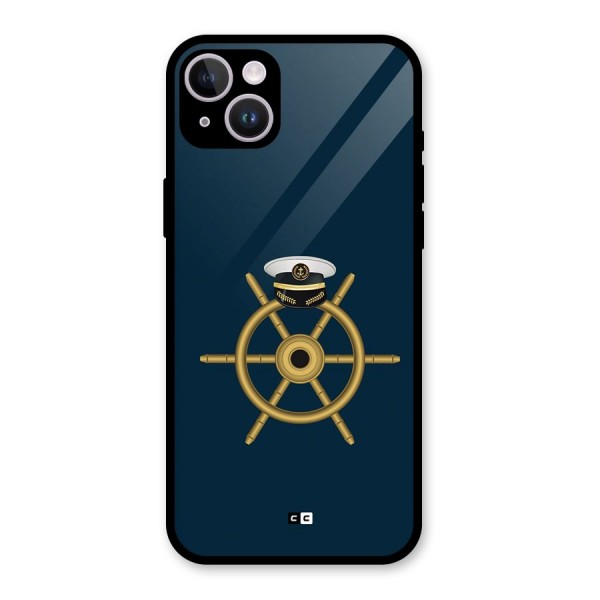 Ship Wheel And Cap Glass Back Case for iPhone 14 Plus