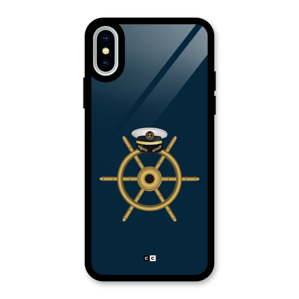 Ship Wheel And Cap Glass Back Case for iPhone X