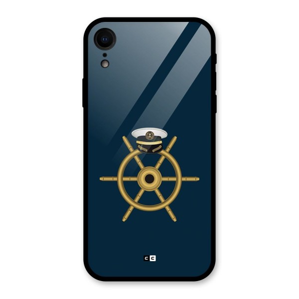 Ship Wheel And Cap Glass Back Case for iPhone XR