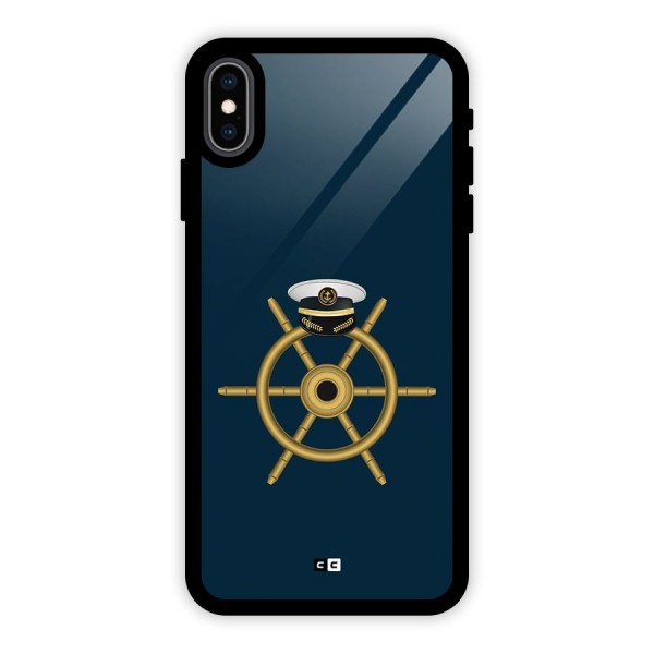 Ship Wheel And Cap Glass Back Case for iPhone XS Max