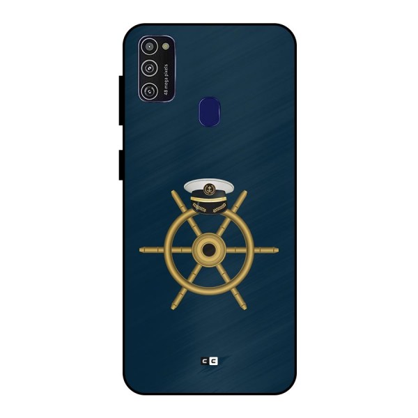 Ship Wheel And Cap Metal Back Case for Galaxy M21