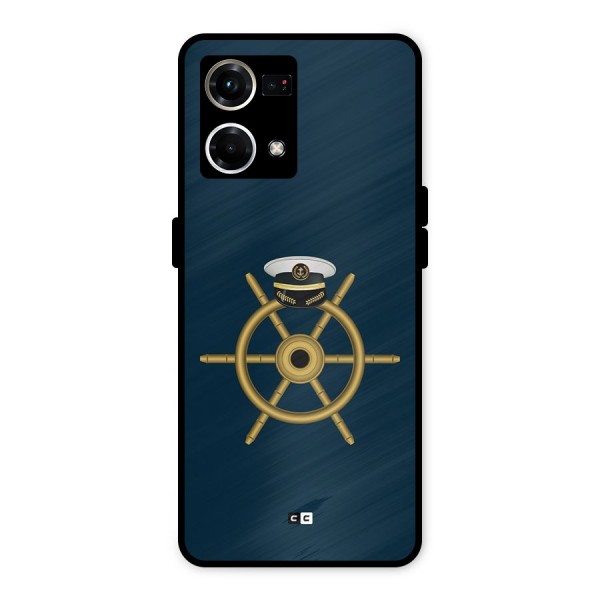 Ship Wheel And Cap Metal Back Case for Oppo F21 Pro 4G