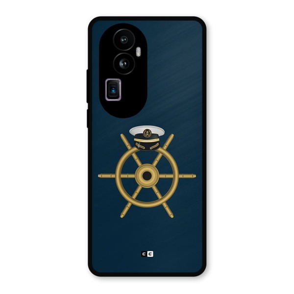 Ship Wheel And Cap Metal Back Case for Oppo Reno10 Pro Plus