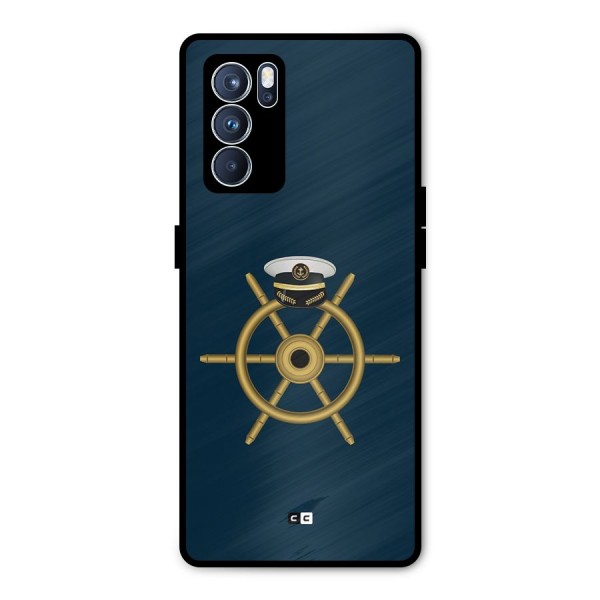 Ship Wheel And Cap Metal Back Case for Oppo Reno6 Pro 5G