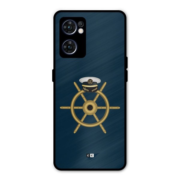 Ship Wheel And Cap Metal Back Case for Oppo Reno7 5G